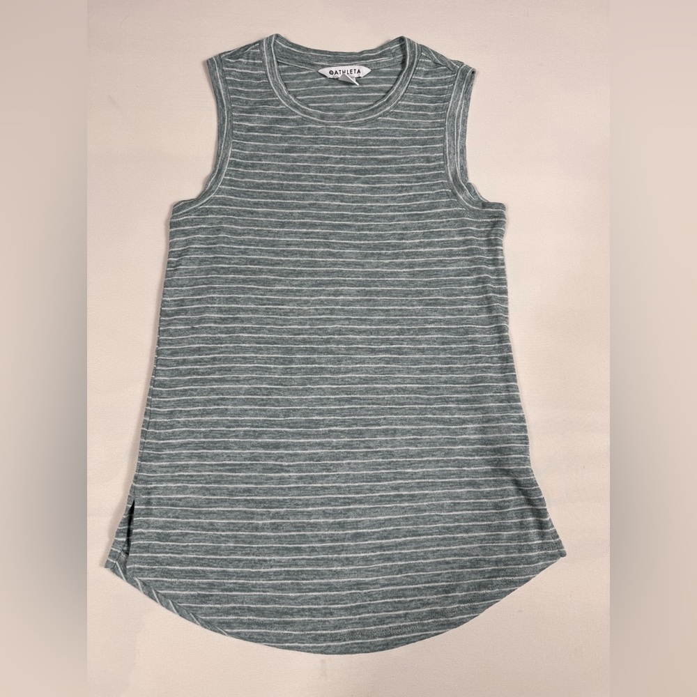 Athleta Breezy Tank Gray White Stripe Women’s XXS Retail $44